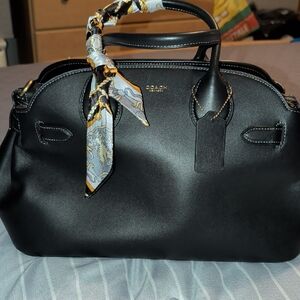 Coach Black Satchel with Scarf Accent Price Is Firm